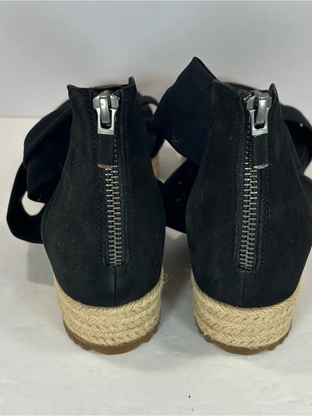 Eileen Fisher Wisp Espadrille Wedge Wrap Sandals Women 8 Black Preppy Boho